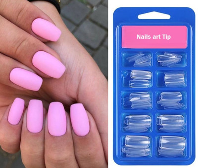 OLETSUN Perfect Fabulous 100pcs Artificial Reusable False Artificial Nails Transparent(Pack of 100)