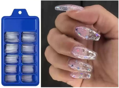 JANOST Perfect Artificial Nails Art Set Transparent(Pack of 100)