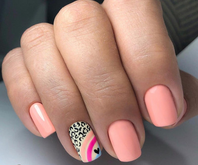 FWS Fashionworldshop Glossy Peach Designer Fake Press on Nails Square Peach(Pack of 12)