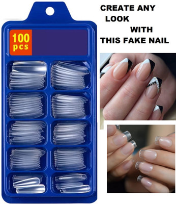 NADJA Professional Transparent Artificial Nail 100 Pcs TRANSPARENT(Pack of 100)