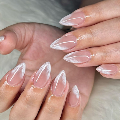 kyiesh KYEISH Artificial Reusable Nails beautiful designed Rosy Pink with white shaded Pink(Pack of 24)