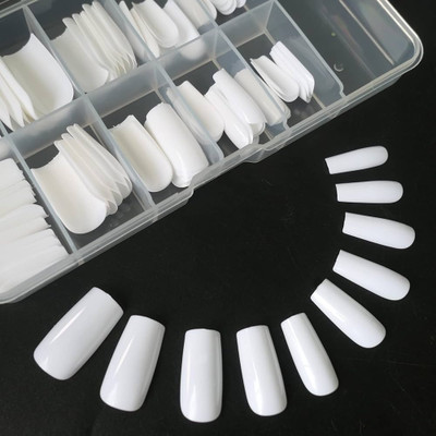 imelda False Style Fake Acrylic Nail Tips With glue WHITE(Pack of 100)