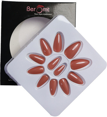 BEROMT PREMIUM GLOSSY NAILS - 393 Brown(Pack of 12)
