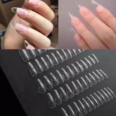 JANOST Fake Nail Set | Lightweight, Long-lasting, Easy To Use, Apply & Remove Transparent(Pack of 100)