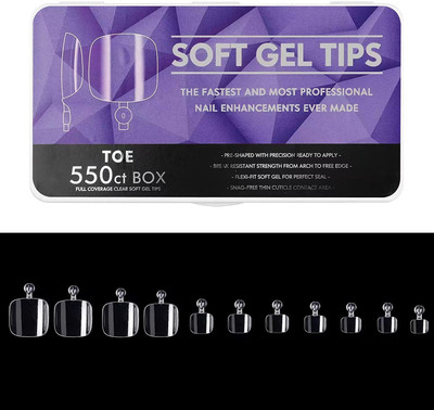 NAILWIND Soft Gel Full Cover Nails,Fake Nail Extension, Toe-Purple CLEAR(Pack of 550)