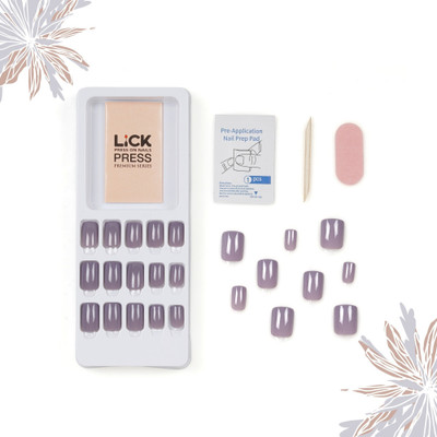 Lick - Press on Nails FB425 Artificial Nails and Fake Nails Set Light Purple(Pack of 24)