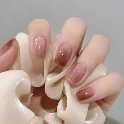 KILLFE Artificial Reusable Nails 24Pcs Set With Glue & 1 Sheet Double-side Glue Sticker Dark Maroon,Pink(Pack of 24)