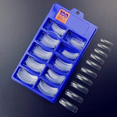 NADJA Transparent Artificial Nail Set of 100 with Nail Glue Transparent(Pack of 100)