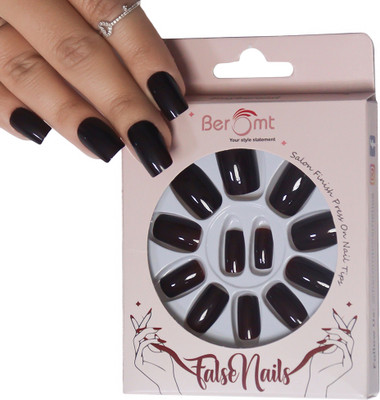 BEROMT PREMIUM GLOSSY NAILS - 396 Red(Pack of 12)