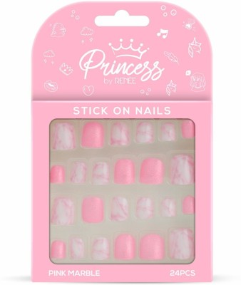 Renee Princess Stick On Nails, Pink Marble Pink(Pack of 24)