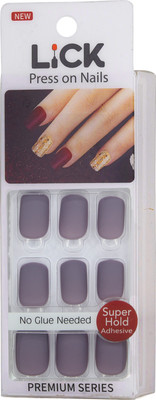 Lick - Press on Nails Artificial/False Reusable _ Square Shape Acrylic _ With Application Kit-819 Matte Ombre(Pack of 12)
