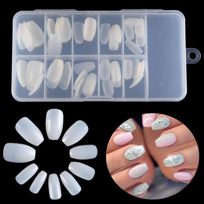 Latixmat Set Of 100Pc Professional/Personal Reusable Artificial Fake Nail Set white(Pack of 100)