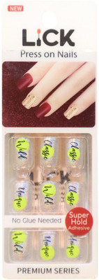 Lick - Press on Nails Afternoon Tea 01-798 Light Grey with Neon Green(Pack of 24)