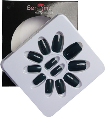 BEROMT PREMIUM GLOSSY NAILS - 401 Blue(Pack of 12)