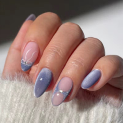 Slay On Reusable Press On Nails Tips | Lightweight, Easy to Apply (PASTELFLR 41) Lavender(Pack of 24)