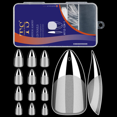 THR3E STROKES Soft Gel Nail Tips | Artificial Nails Medium Almond False Nails Extension Set Full Cover Soft Nail Tips | Nail Salons DIY Nail Art with Box(Pack of 120)