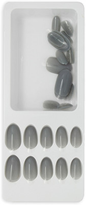Lick - Press on Nails 24 Pcs Grey Oval Shape Artificial Reusable Acrylic _ With Application Kit-763 Greige(Pack of 24)