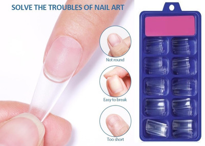 JANOST Magic Artificial Nails Art Set Fake Nails Extension Kit Transparent(Pack of 100)