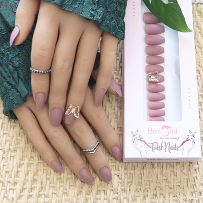 BEROMT BUTTERFLY CHARM FALSE NAILS - 32 PURPLE(Pack of 12)