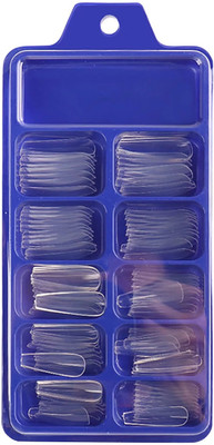 LILLYAMOR New Easy to use Nails, 100 Reusable Artificial Fake Nail Set Transparent(Pack of 100)