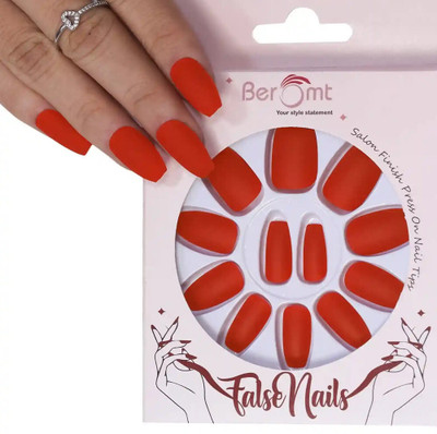 BEROMT PREMIUM MATTE NAILS 459 RED(Pack of 12)