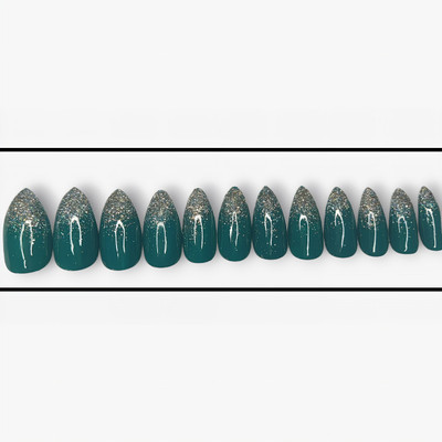 Shhagan Designer Astronaut Blue Glitter Ombre Press on Nails with Glue Kit 1210 Multicolor(Pack of 12)