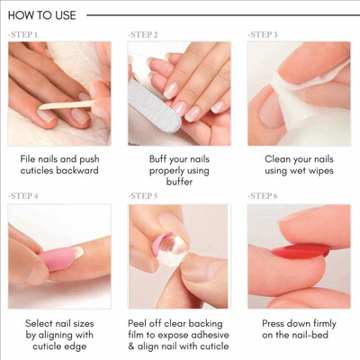 Lick - Press on Nails Artificial Nails and Fake Nails Set Glossy Grey(Pack of 12)