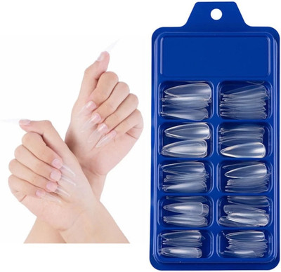 JANOST Easy to use Nails, 100 Reusable Artificial Fake Nail Set Transparent(Pack of 100)
