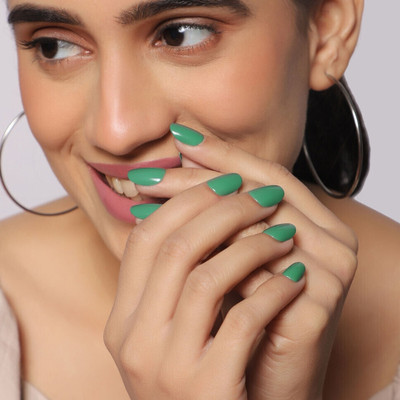 Lick - Press on Nails FB485 Artificial Nails and Fake Nails Set Glossy Green(Pack of 12)