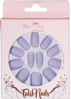 BEROMT PREMIUM MATTE NAILS 404 LIGHT BLUE(Pack of 12)