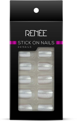 Renee Stick On Nails - MN 01 Silver(Pack of 24)