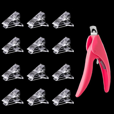 BOZLIN 6Pcs Nail Tips Clip for Quick Building Nail Forms with 1Pcs Nail Tip Trimmer(Multicolour)