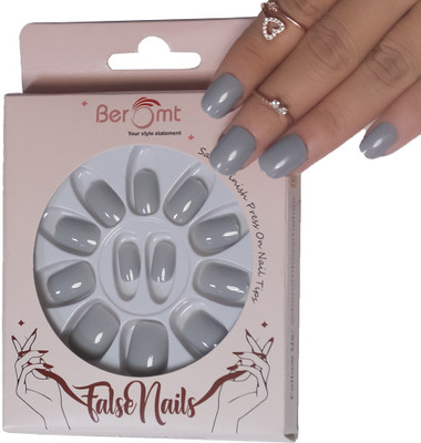 BEROMT PREMIUM GLOSSY NAILS - 353 Blue(Pack of 12)