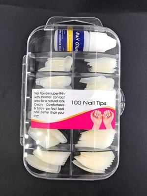 My Colors 100 tips artificial fake nails with glue off white(Pack of 100)
