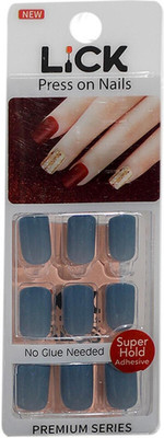 Lick - Press on Nails Artificial Nails and Fake Nails Set Dark Grey(Pack of 24)