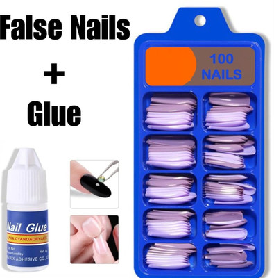 Morbee Fake Nail & Glue – 100 Pcs White Artificial Nail Tips with Nail Glu.a2 White(Pack of 1)