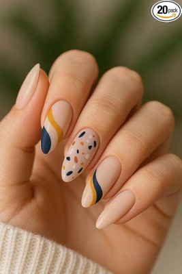 Avsar Pink Press-On Nails with Leaf Design | 20 Pcs Reusable Artificial Nails with Kit Pink(Pack of 20)