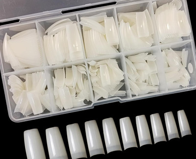WOONGMI Best 100 Pcs Reusable Acrylic Nails With Nail Glue For Women's & Girls White Off White(Pack of 100)