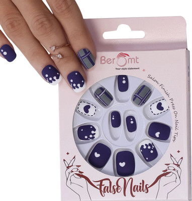 BEROMT CASUAL FALSE NAILS - 588 (NAIL KIT INCLUDED) Multi color(Pack of 12)