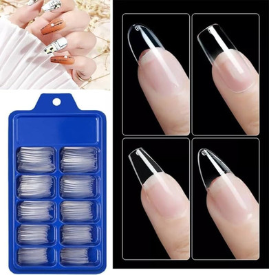 Vyomiris Transparent Artificial Nail 100 Pcs With glue TRANSPARETN(Pack of 100)