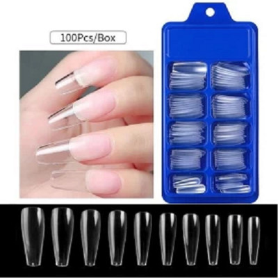 winry Lightweight Transparent Nails, 100 Reusable Artificial Fake Nail With Glue TRANSPARENT(Pack of 100)