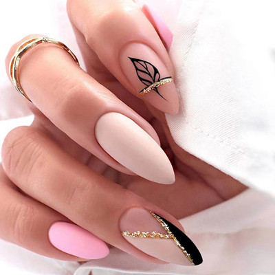 kyiesh Reusable Printed Shades of Pink Party Look Press on Nails Pink(Pack of 24)