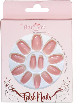 BEROMT PREMIUM GLOSSY NAILS - 399 Beige(Pack of 12)