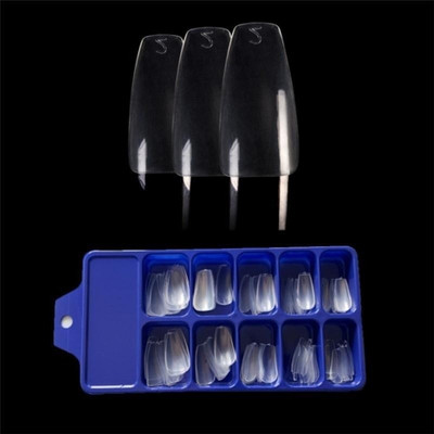 FELICECHIARA 3D Artificial Transparent 100 Pieces Reusable Fake Nail Tips With Nail Glue TRANSPARENT(Pack of 100)