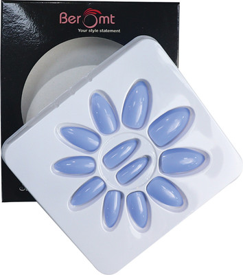 BEROMT PREMIUM GLOSSY NAILS - 431 Blue(Pack of 12)
