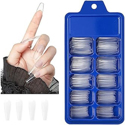 LILLYAMOR Easy to use Transparent Nails, 100 Reusable Artificial Fake Nail Set Transparent(Pack of 100)