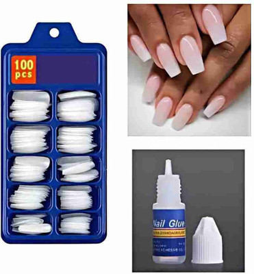 wryak PACK OF ARTIFICIAL NAILS WHITE (Pack of 100) white(Pack of 100)