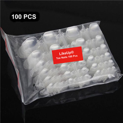 LikeUp Professional Clear 100 Pieces Fake Toe Nails With Glue & Press On Clear/Transparent(Pack of 100)