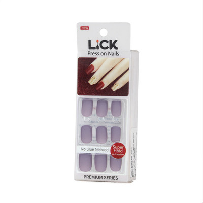 Lick - Press on Nails 24 Pcs Matte Purple Artificial/False/Fake Reusable Nails Acrylic Nails Extension Square Shape Matte Ombre Grey(Pack of 24)