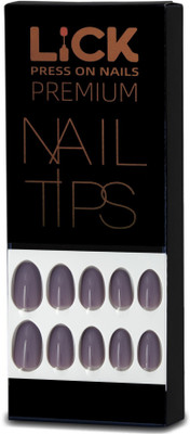 Lick - Press on Nails FB434 Artificial Nails and Fake Nails Set Oval Shape Lilac(Pack of 24)